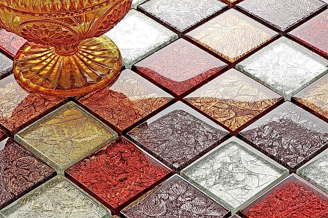 Chiara Glass Foil Mix Mosaic Tile 300x300mm - Luxury Tiles UK