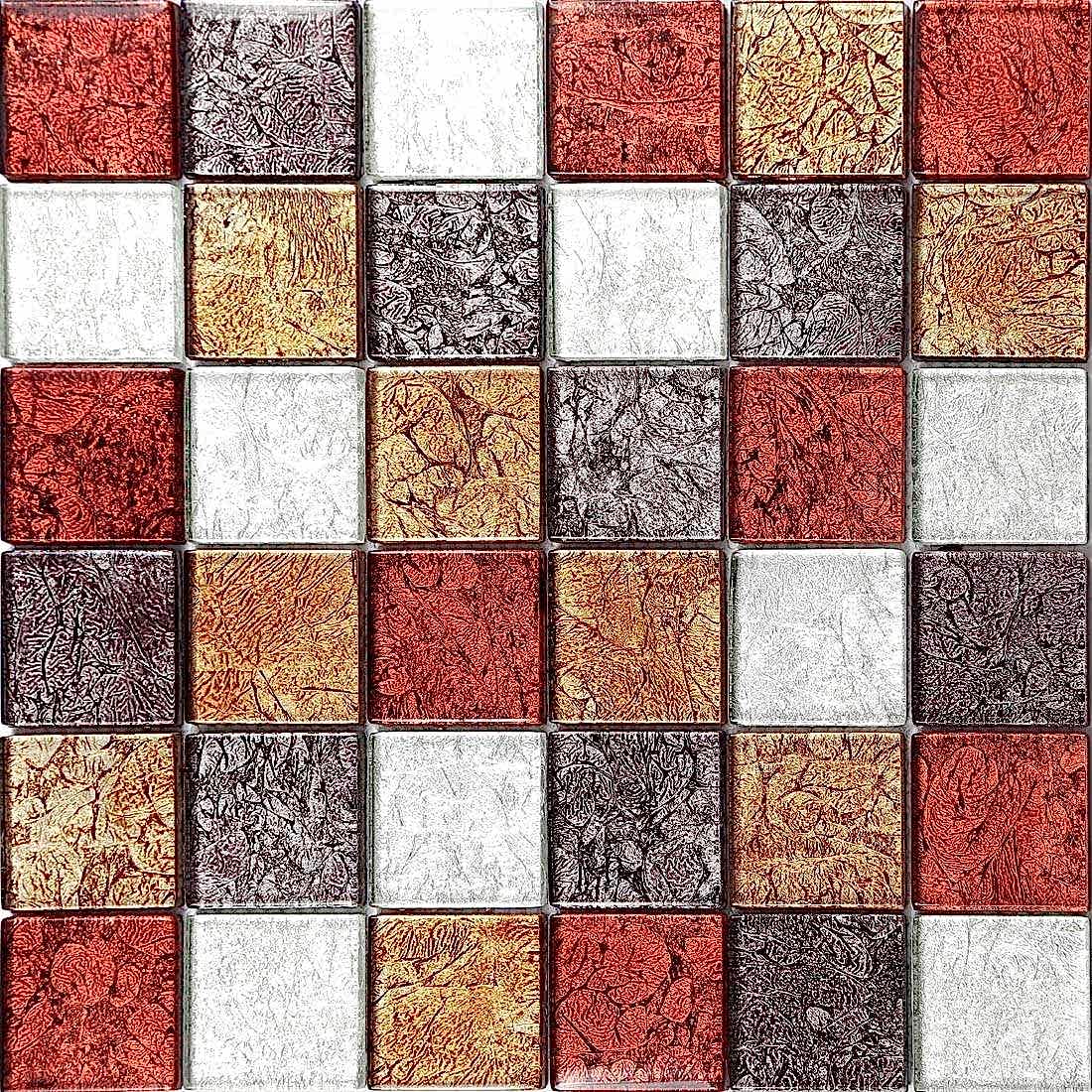 Chiara Glass Foil Mix Mosaic Tile 300x300mm - Luxury Tiles UK