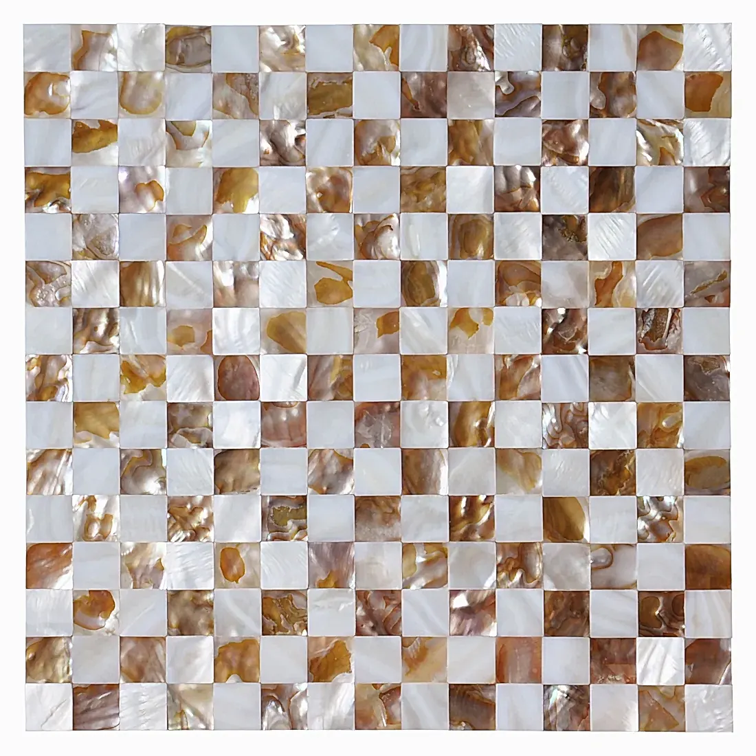 white &amp; amber pearl mosaic tile