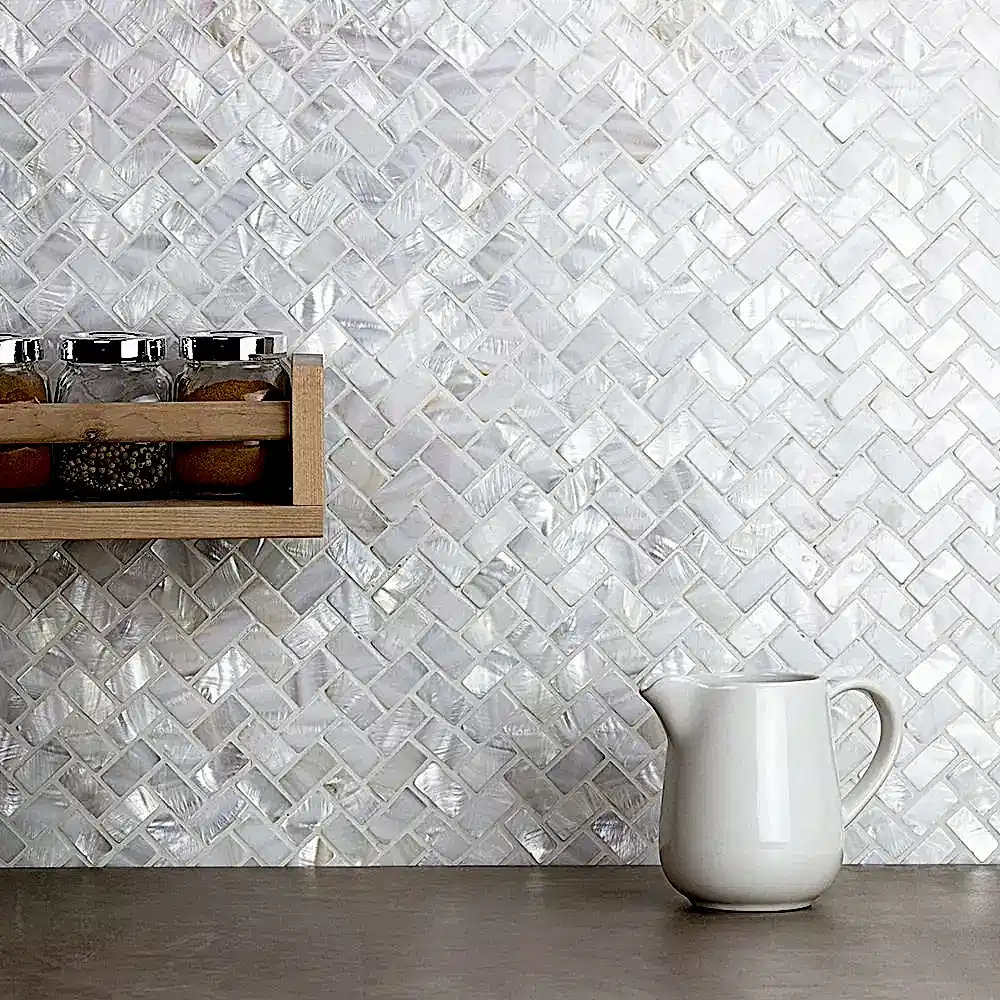 Mother of pearl mosaic herringbone