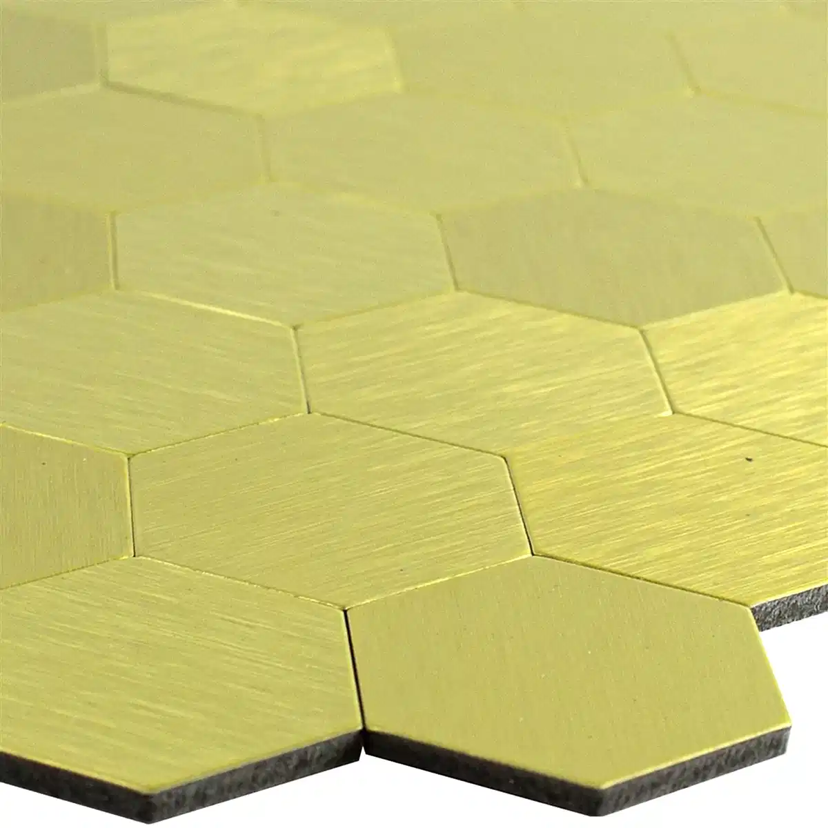 Self adhesive Gold Steel Hexagon Mosaic Tile 320x320 mm - Luxury Tiles UK